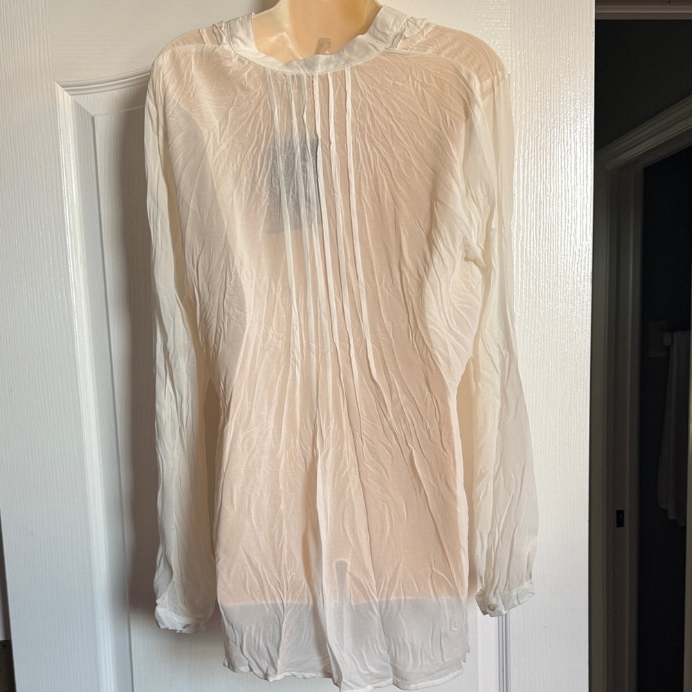 Love Stitch Cream Blouse with Ruffle Detail - Free Pair of Earrings Included! - Picture 2 of 3